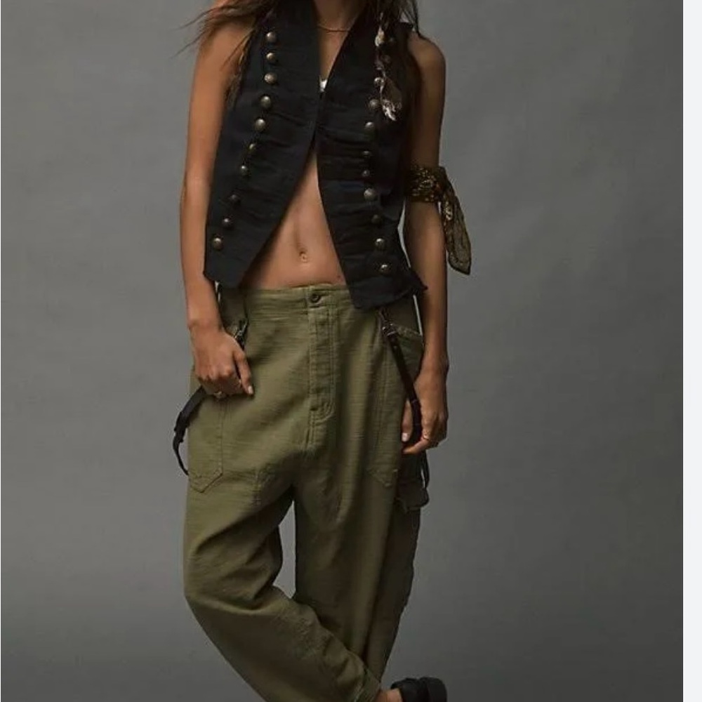 Free People Bay to Breakers Olive Green Baggy Pants